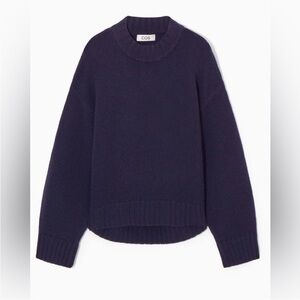 COS Chunky Pure Cashmere Crewneck Sweater Navy Blue Size XS